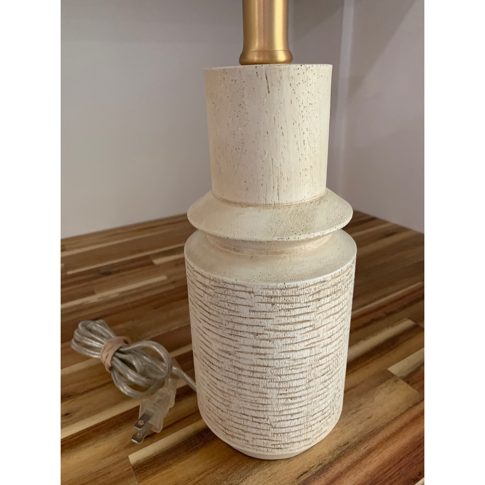 Minimalist Textured Ceramic Table Lamp Base Cream Neutral Boho Japandi Modern - Picture 2 of 7